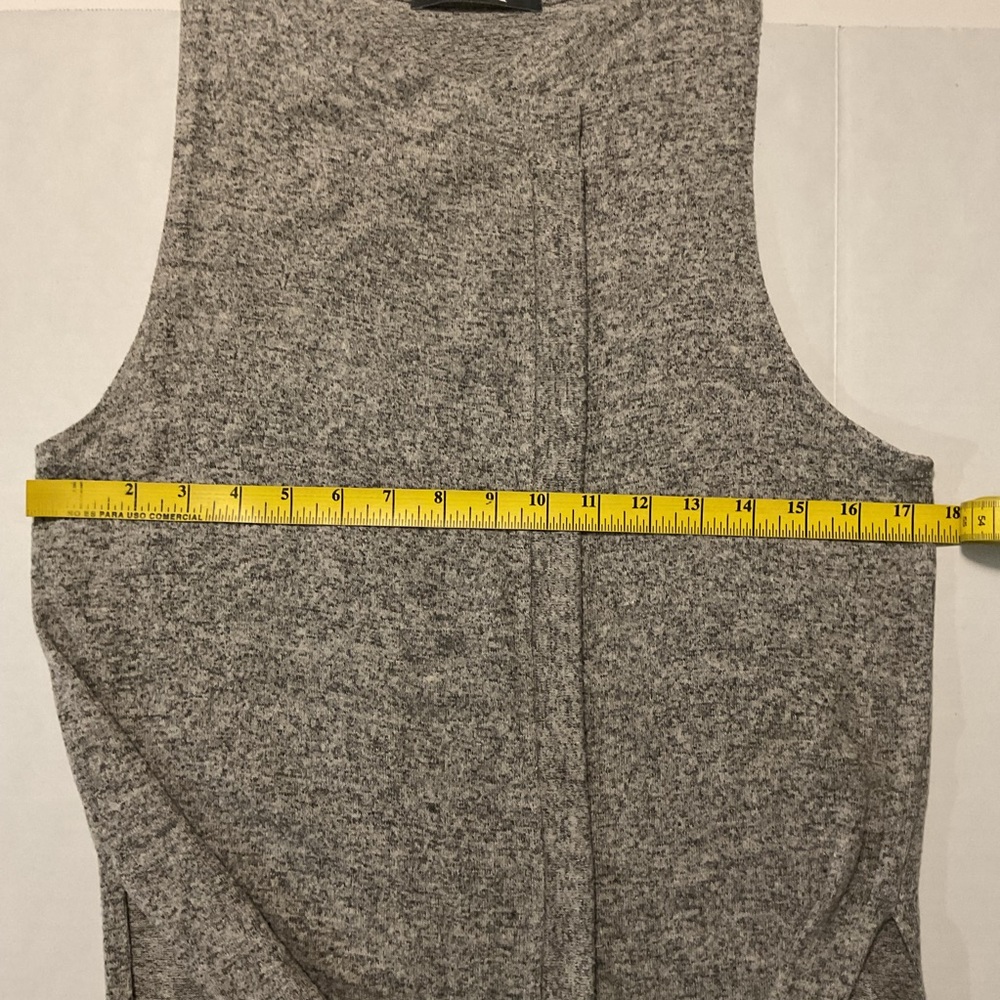 Coin 1804 Long Cardigan Open Front Sleeveless Heather Gray - Picture 4 of 7